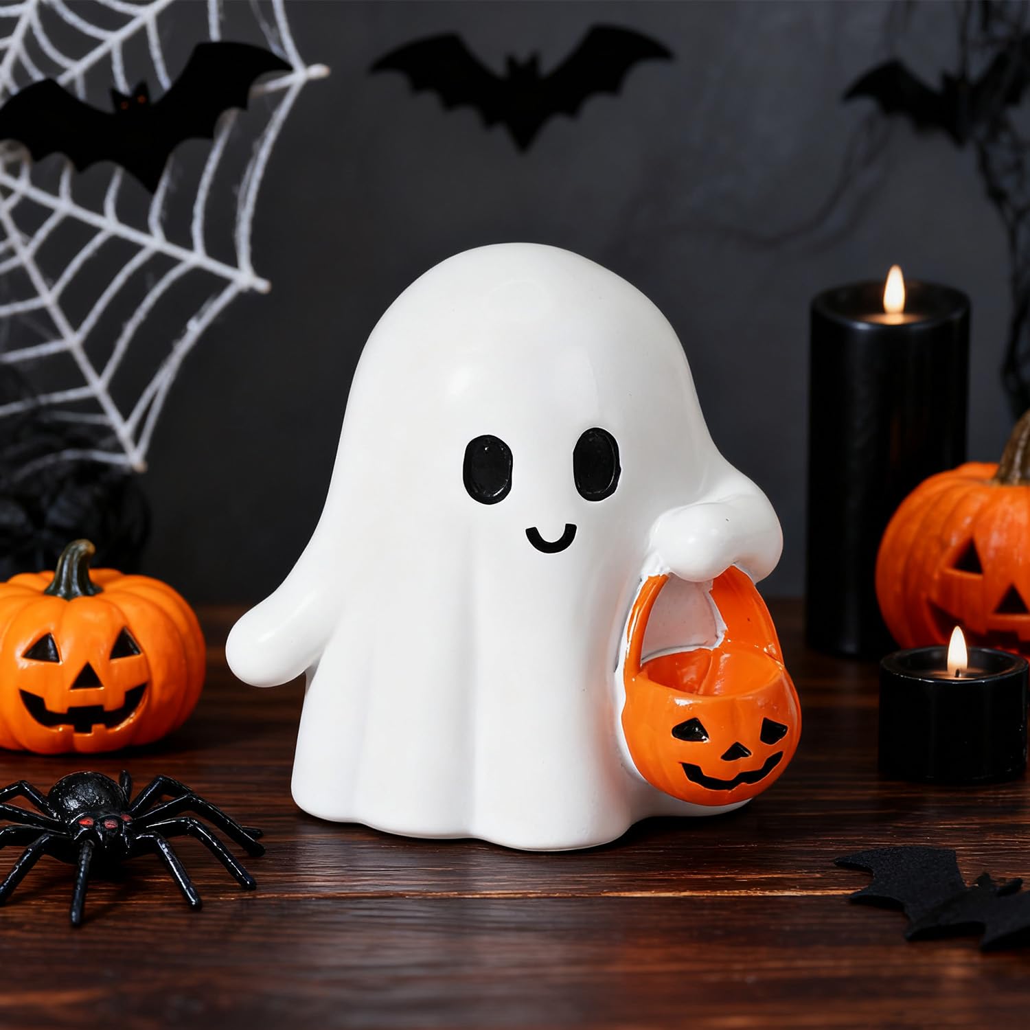 Halloween Ghost Figurine, Halloween Decoration Indoor, Cute Finger Ghost Figurine, Indoor Table Shelf Tabletop Home Office Decor